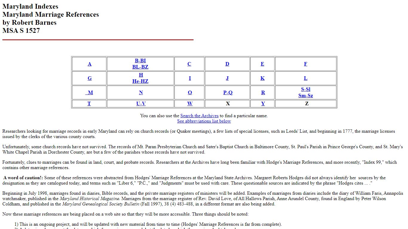 Maryland marriage references - Maryland State Archives